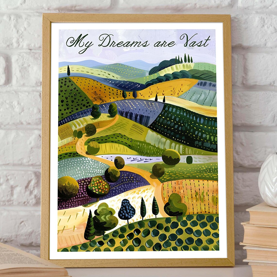 My Dreams are Vast Colorful Patchwork Hills Modern Landscape Poster - Image 2