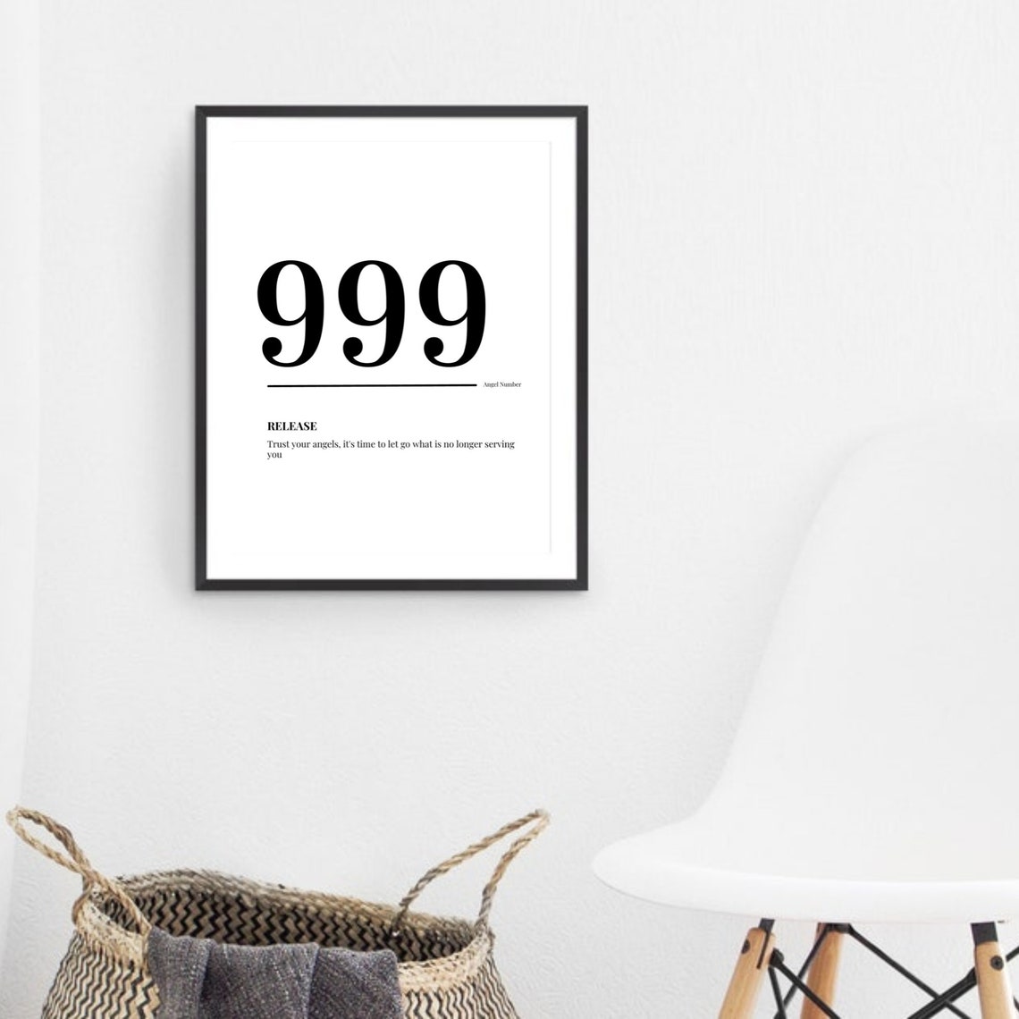 999 Angel Number Release Meaning Minimalist Spiritual Poster - Image 3