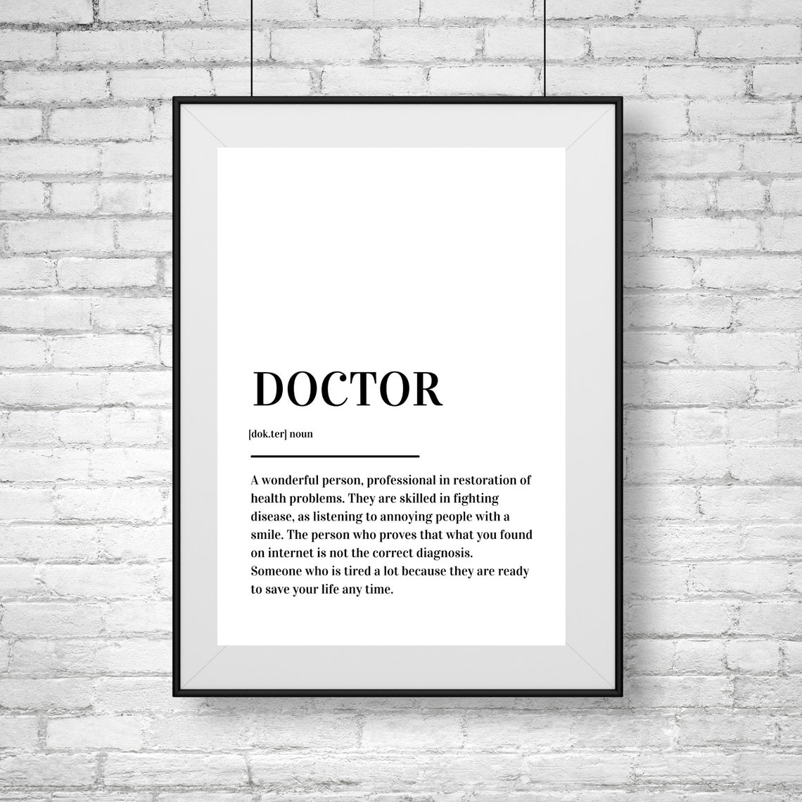 Doctor Definition Medical Gift Dictionary Style Typography Poster - Image 2