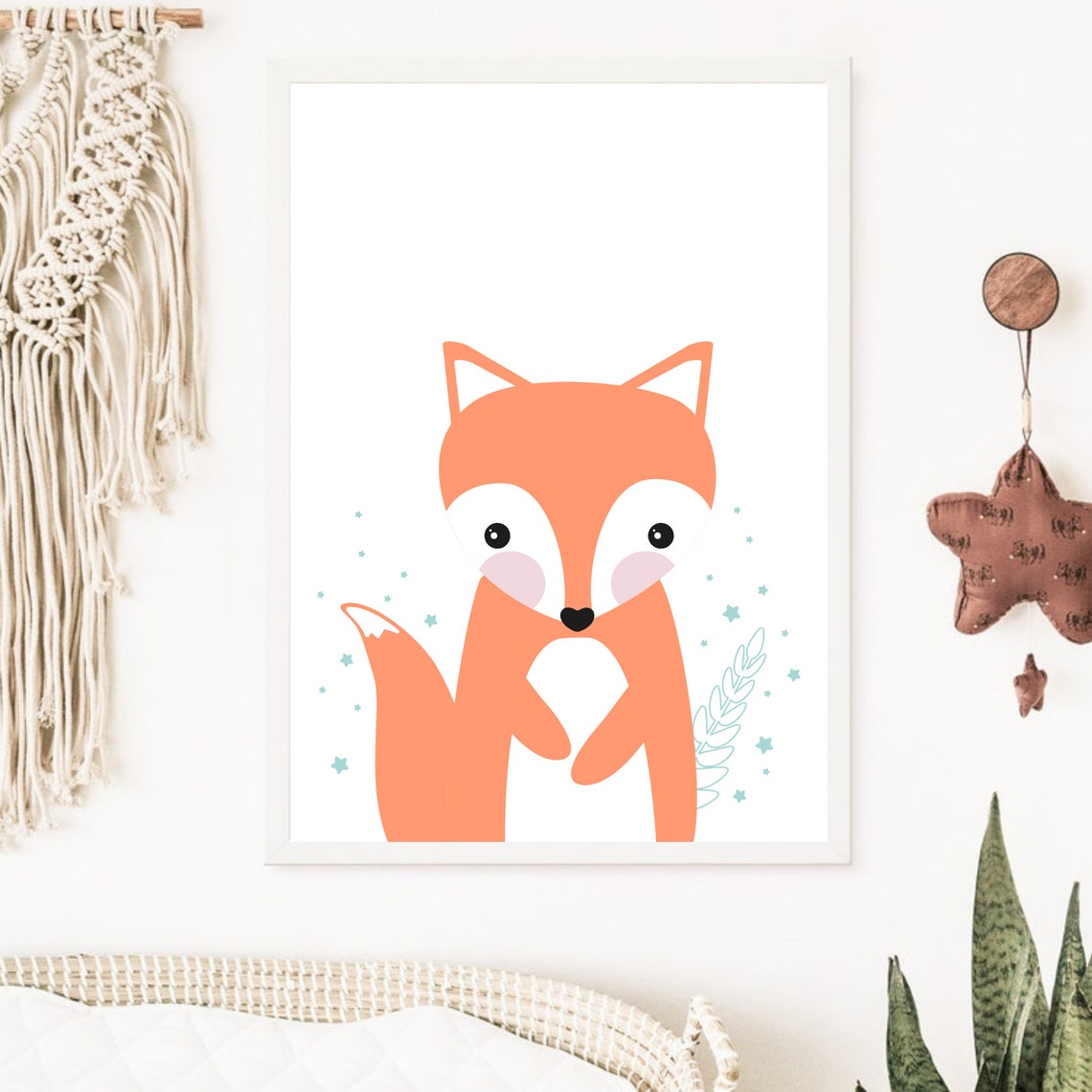 Cute Orange Fox Nursery Poster Woodland Animal Baby Room Decor - Image 6