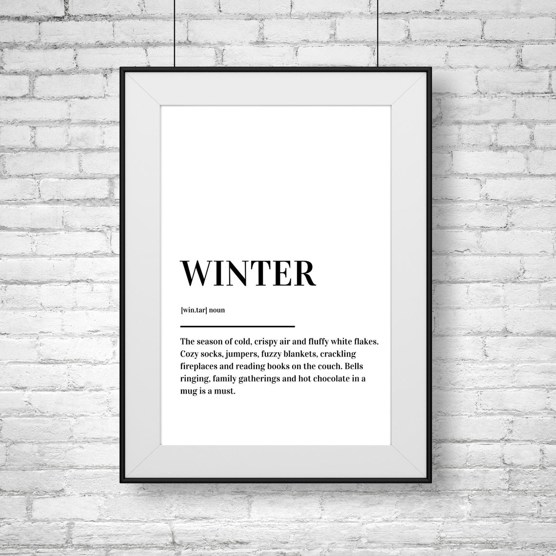 Winter Definition Cold Season Quote Dictionary Style Typography Poster - Image 2