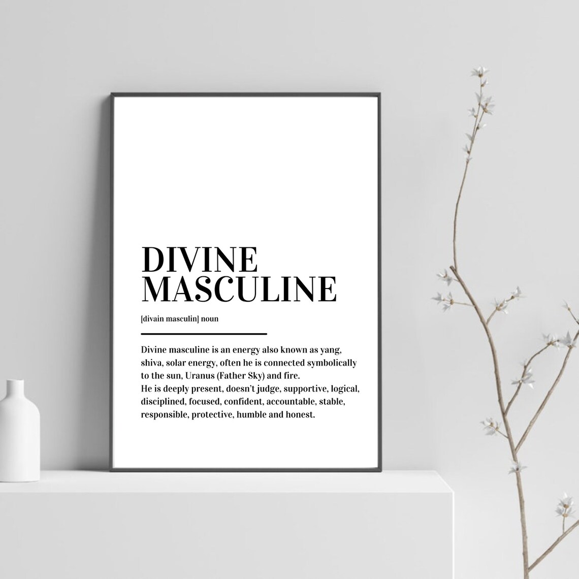 Divine Masculine Spiritual Energy Dictionary Definition Word Print