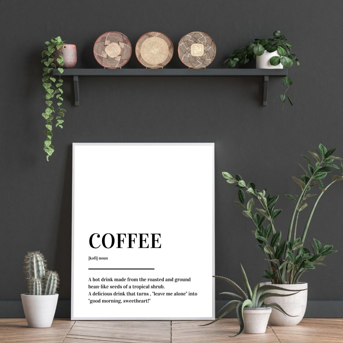Coffee Definition Dictionary Art Funny Morning Quote Minimalist Poster - Image 3