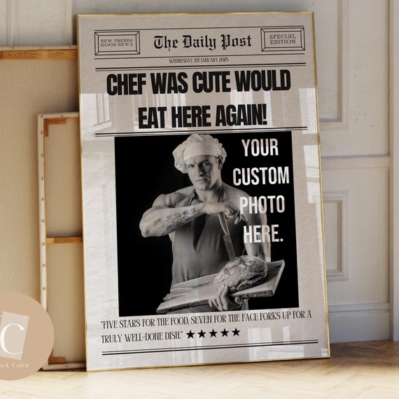 Chef Was Cute Would Eat Here Again Custom Wall Art Funny Print Kitchen Canvas Prints Hallway Posters