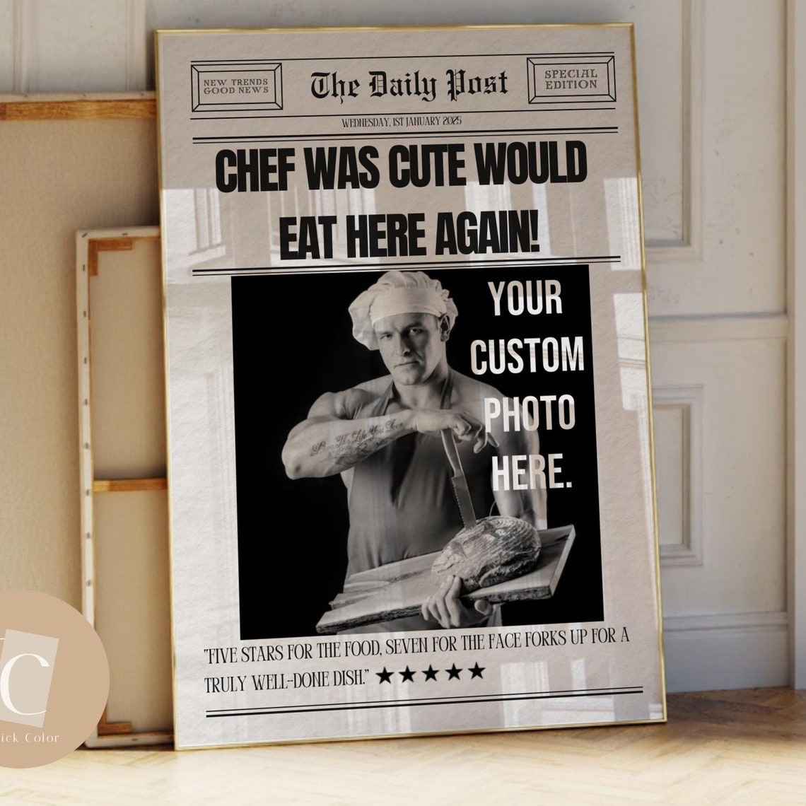 Chef Was Cute Would Eat Here Again Custom Wall Art Funny Print Kitchen Canvas Prints Hallway Posters
