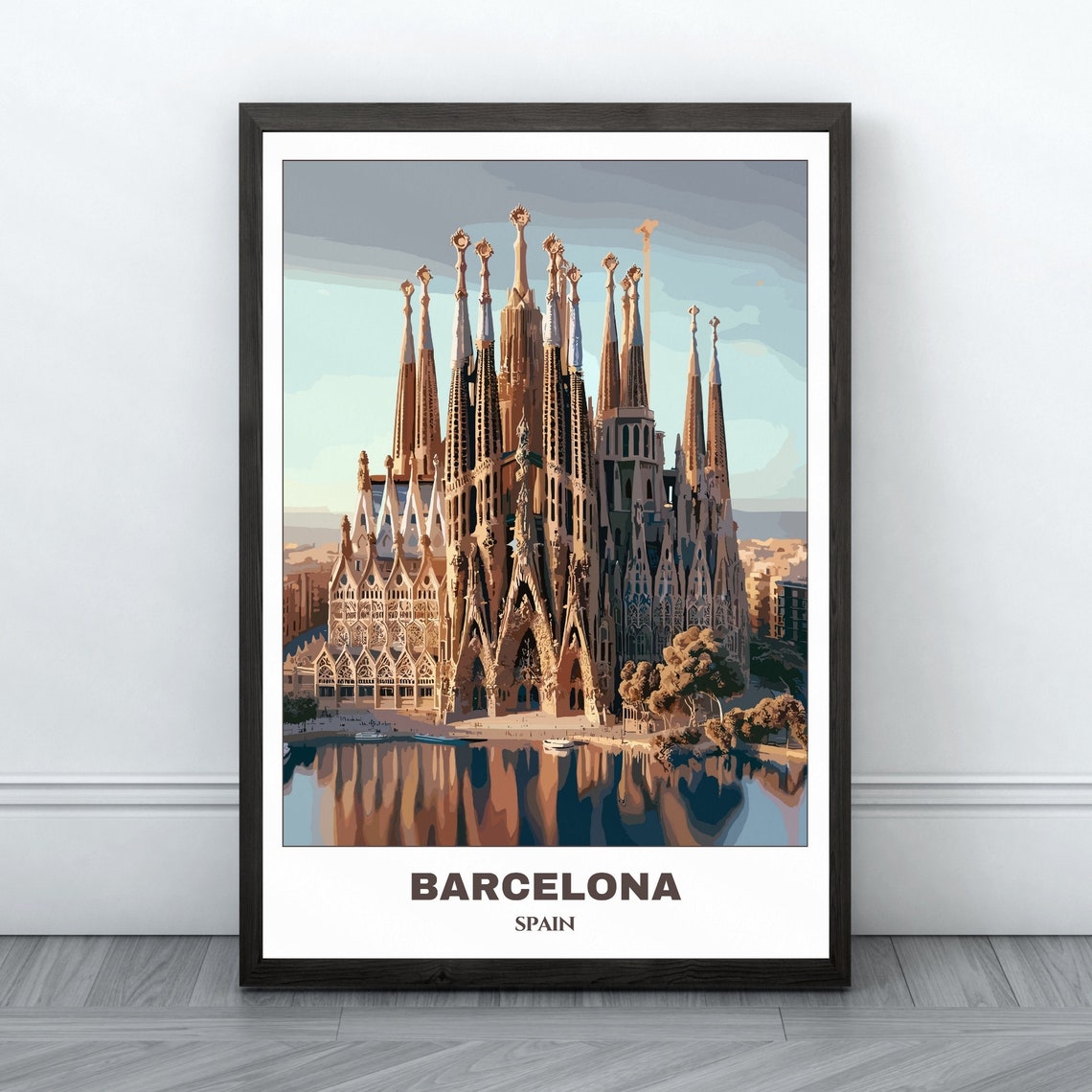 Barcelona Travel Poster Spaintravel Poster Oil Painting Cityscape Painting Travel Wall Art Room Decor Spain Trip