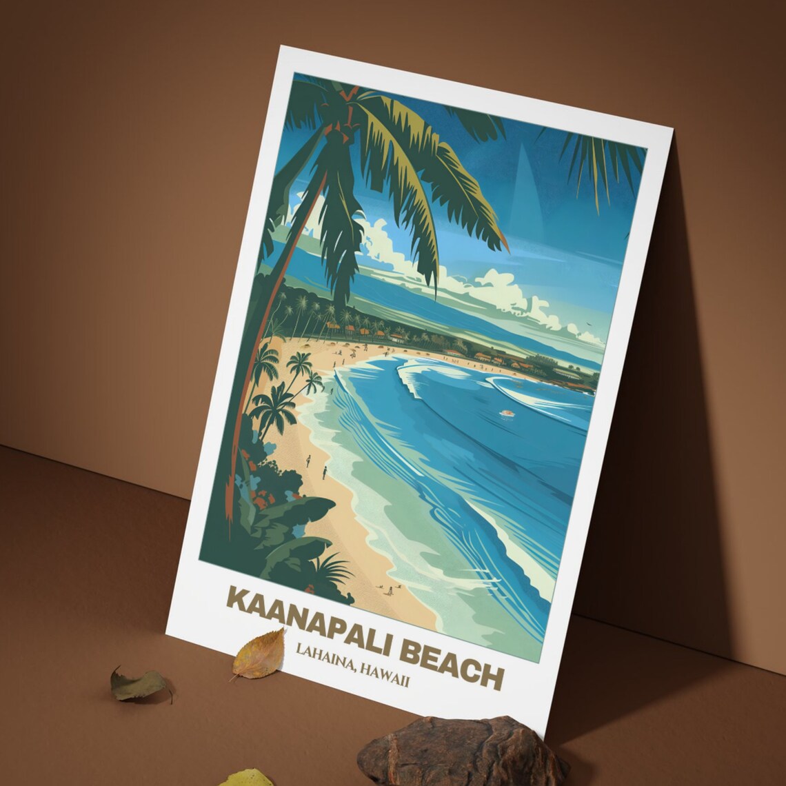 Kaanapali Beach Lahaina Hawaii Surf Waves Vintage Travel Poster - Image 3
