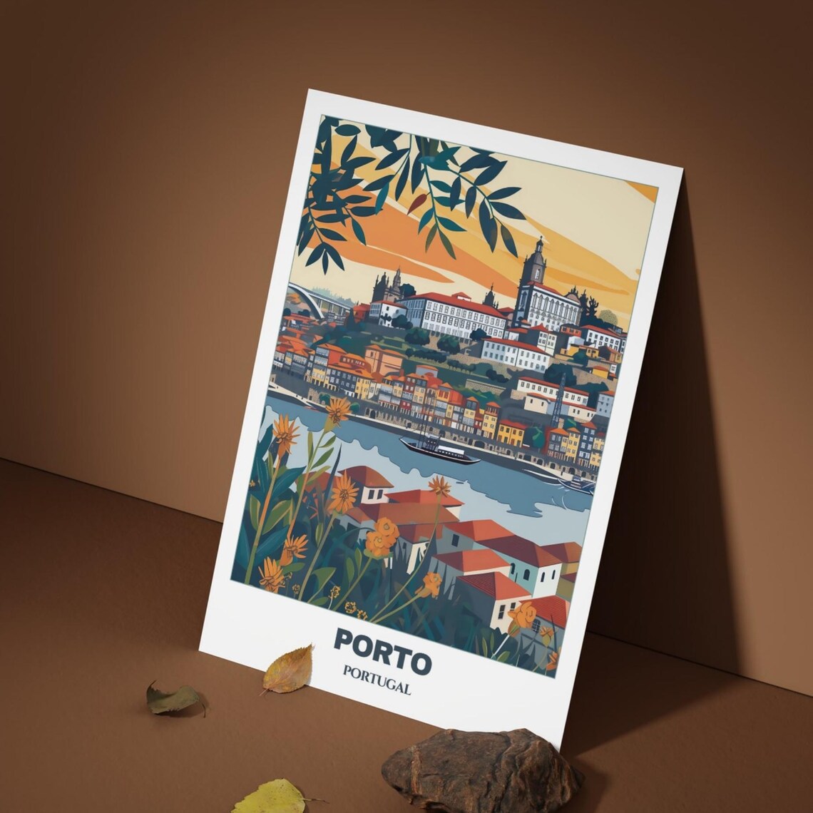 Porto Portugal Hillside Skyline Church Tower Vintage Travel Poster - Image 5