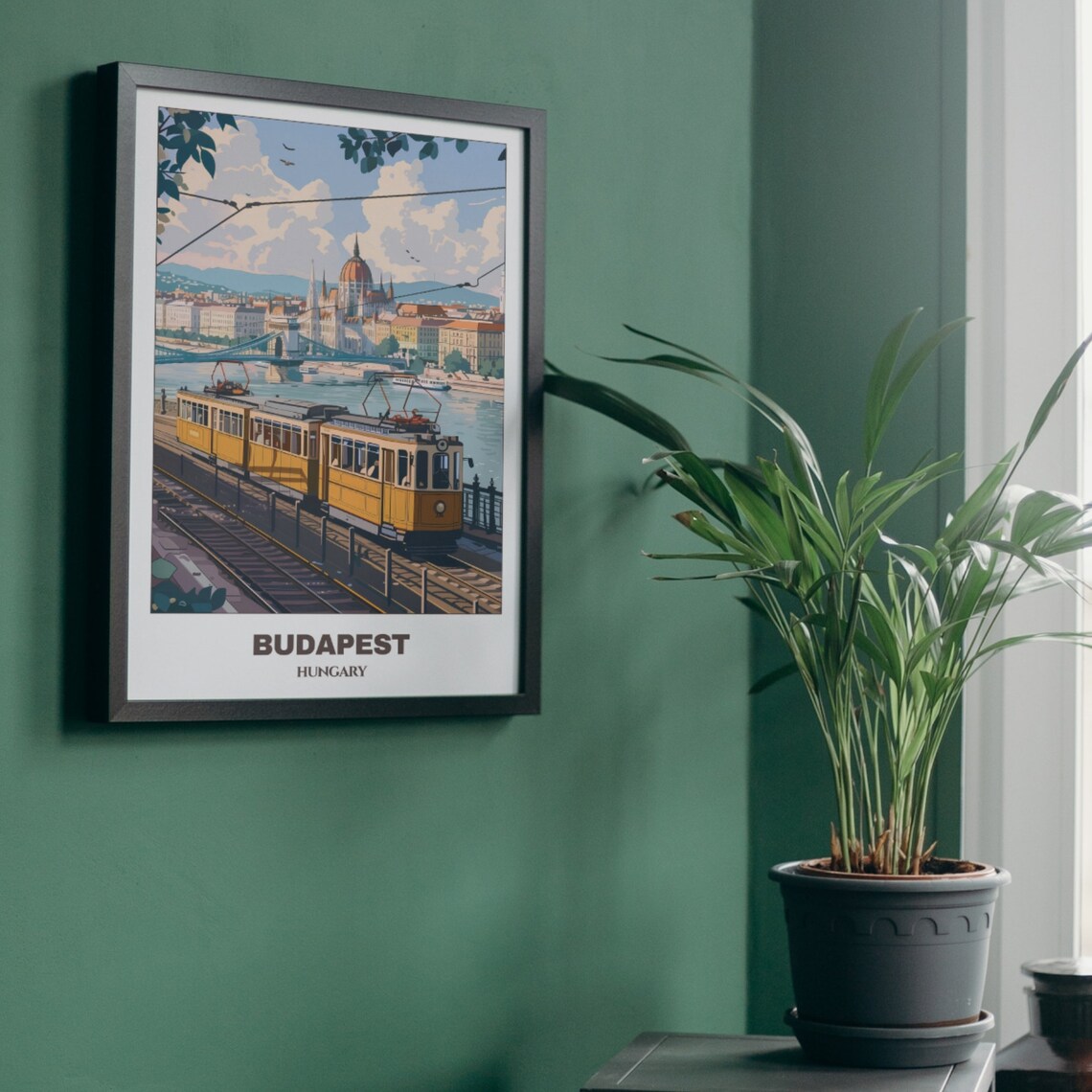 Budapest Hungary Vintage Yellow Tram Danube Riverside Ride Poster - Image 5