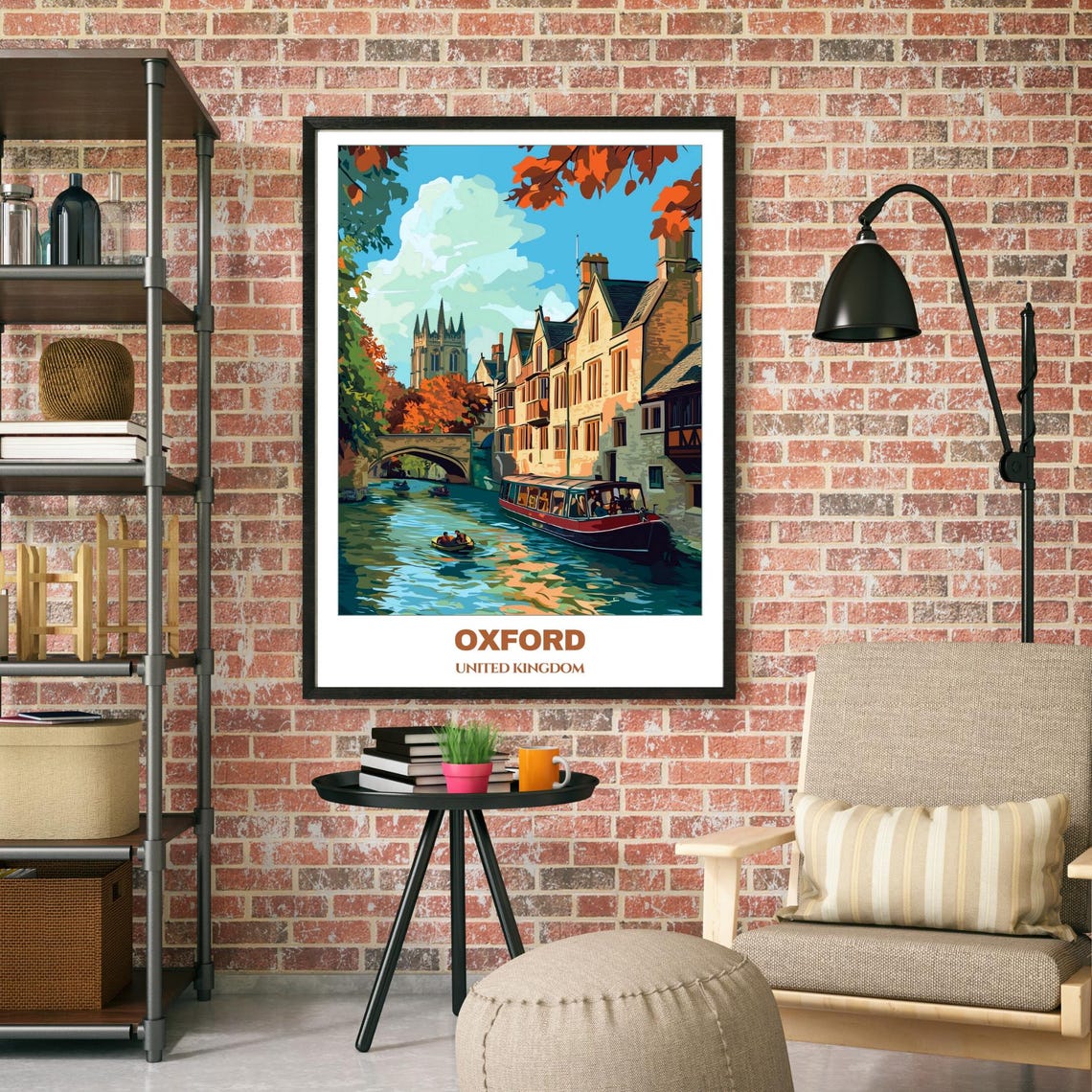 Oxford Travel Poster United Kingdom Travel Poster Citycape Painting Wall Art Oxford Home Decor Oxford Trip Print - Image 2