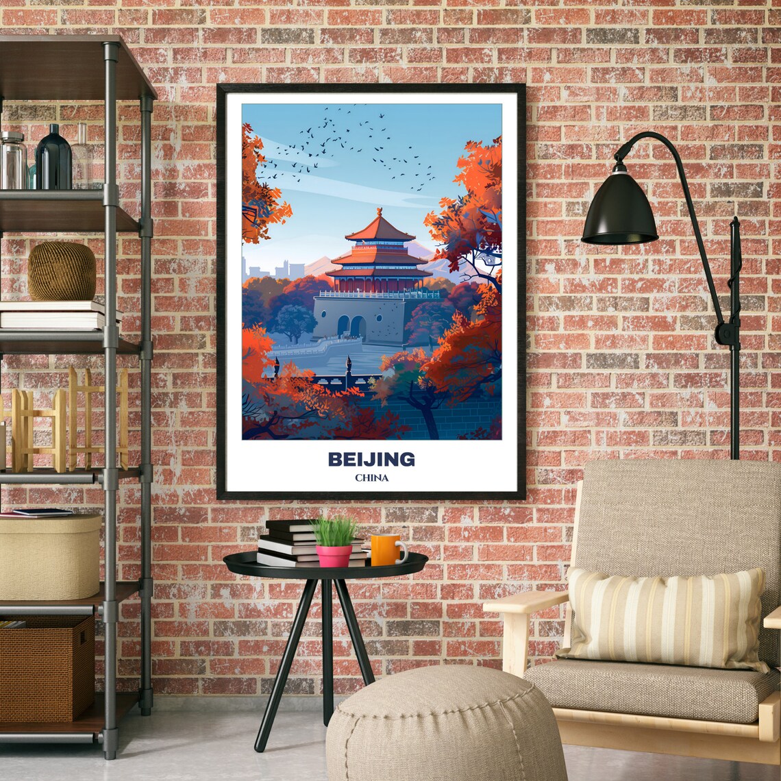 Beijing China Imperial Pavilion Autumn Foliage Travel Poster - Image 2