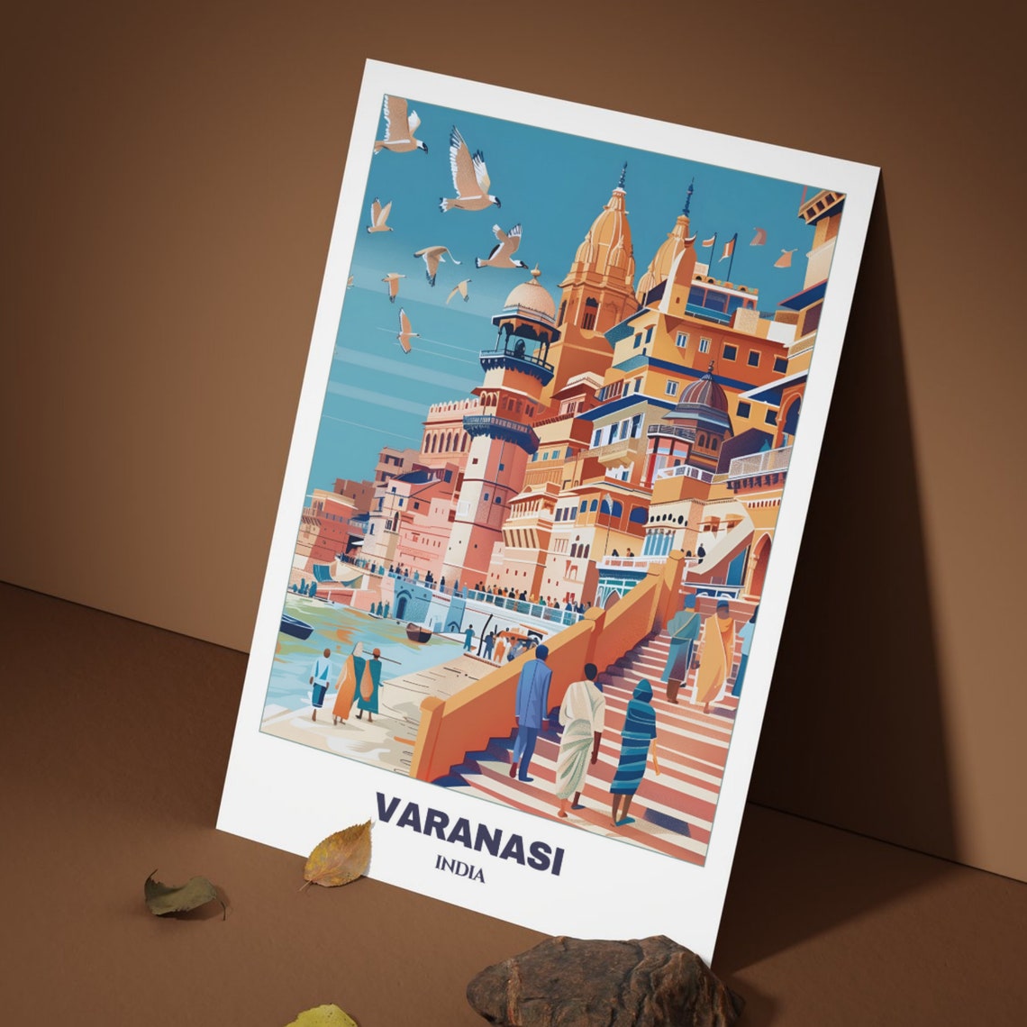 Varanasi India Sacred Ghats Temple Steps River Travel Poster - Image 3