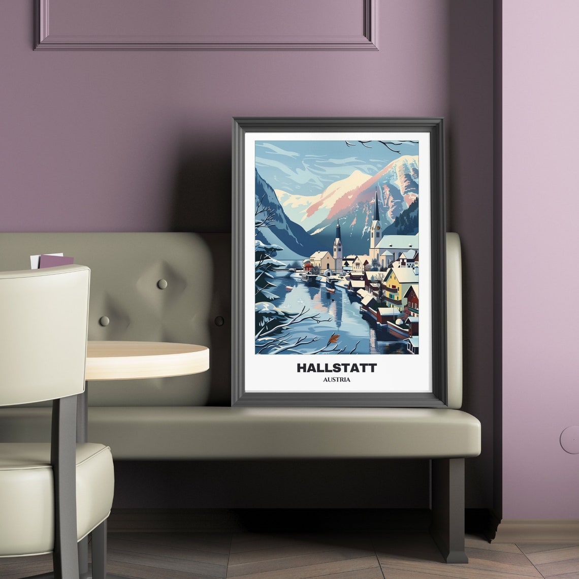Hallstatt Travel Poster Austria Travel Poster Hallstatt Painting Cityscape Painting Travel Wall Art Home Decor Hallstatt Trip - Image 2