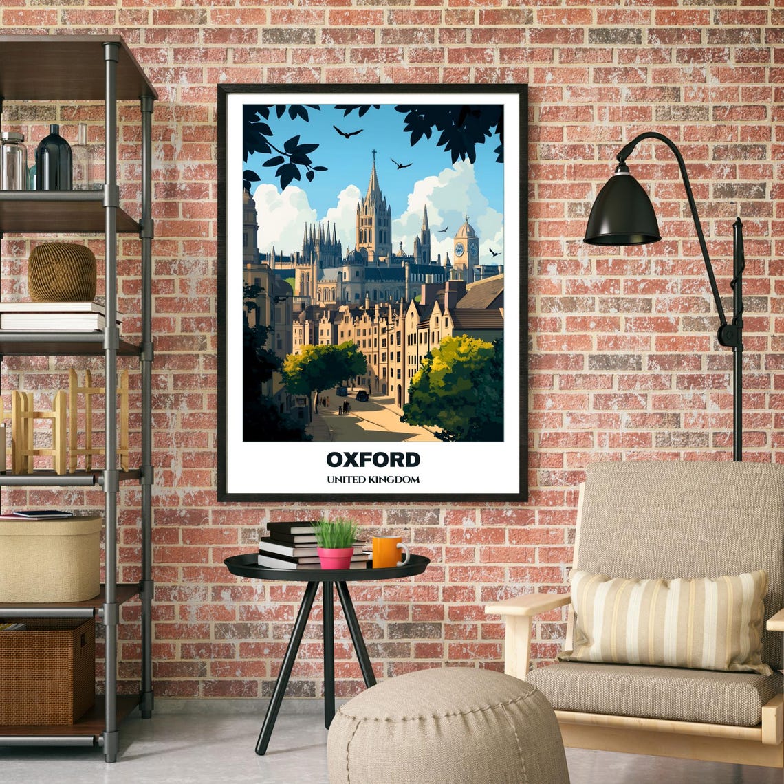 Oxford Travel Poster United Kingdom Travel Poster Citycape Painting Wall Art Oxford Home Decor Oxford Trip Print - Image 2