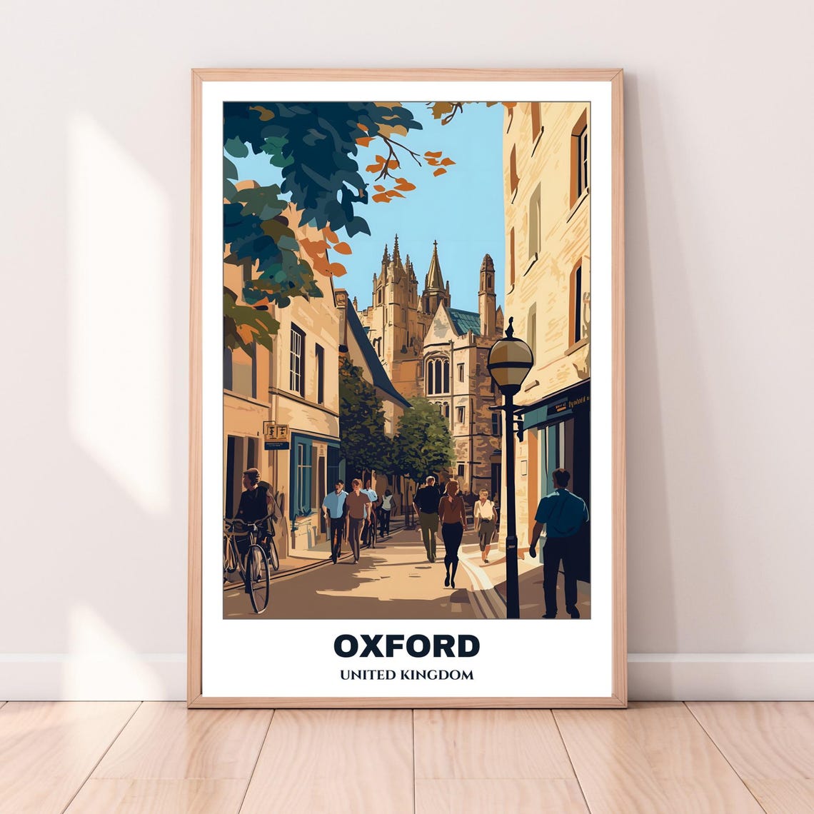 Oxford Travel Poster United Kingdom Travel Poster Citycape Painting Wall Art Oxford Home Decor Oxford Illustration - Image 3
