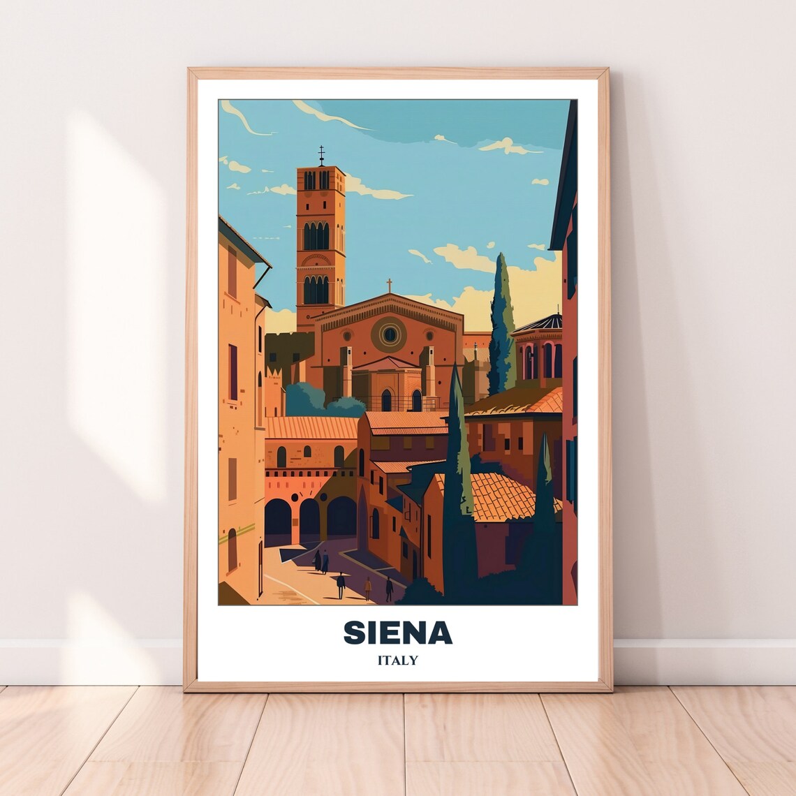 Siena Italy Gothic Brick Church Bell Tower Street Travel Poster - Image 5