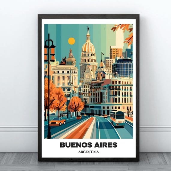 Buenos Aires Travel Poster Argentina Travel Poster Print Wall Art Buenos Aires Painting Home Decor Buenos Aires Print