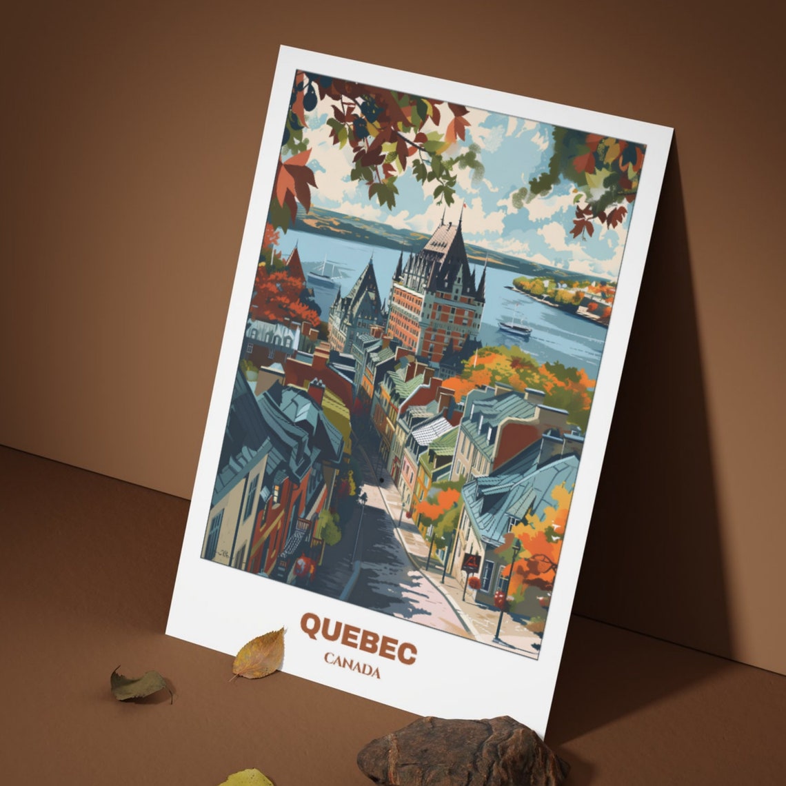 Quebec Canada Autumn Old Town Chateau Frontenac River View Poster - Image 3