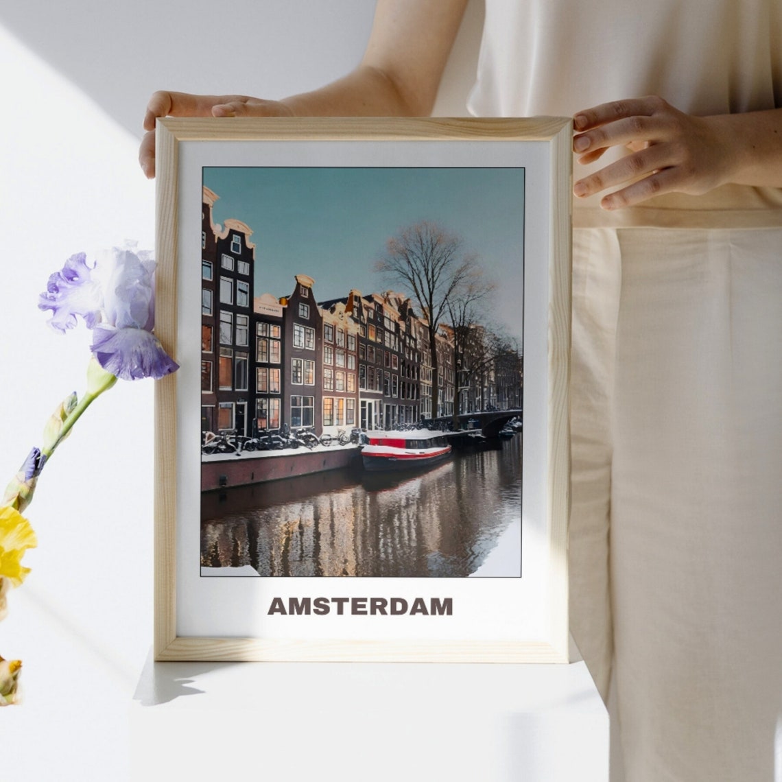 Amsterdam City Print Netherlands Travel Poster Cityscape Painting Print Wall Art Travel Art Home Decor Holland Travel Poster - Image 2