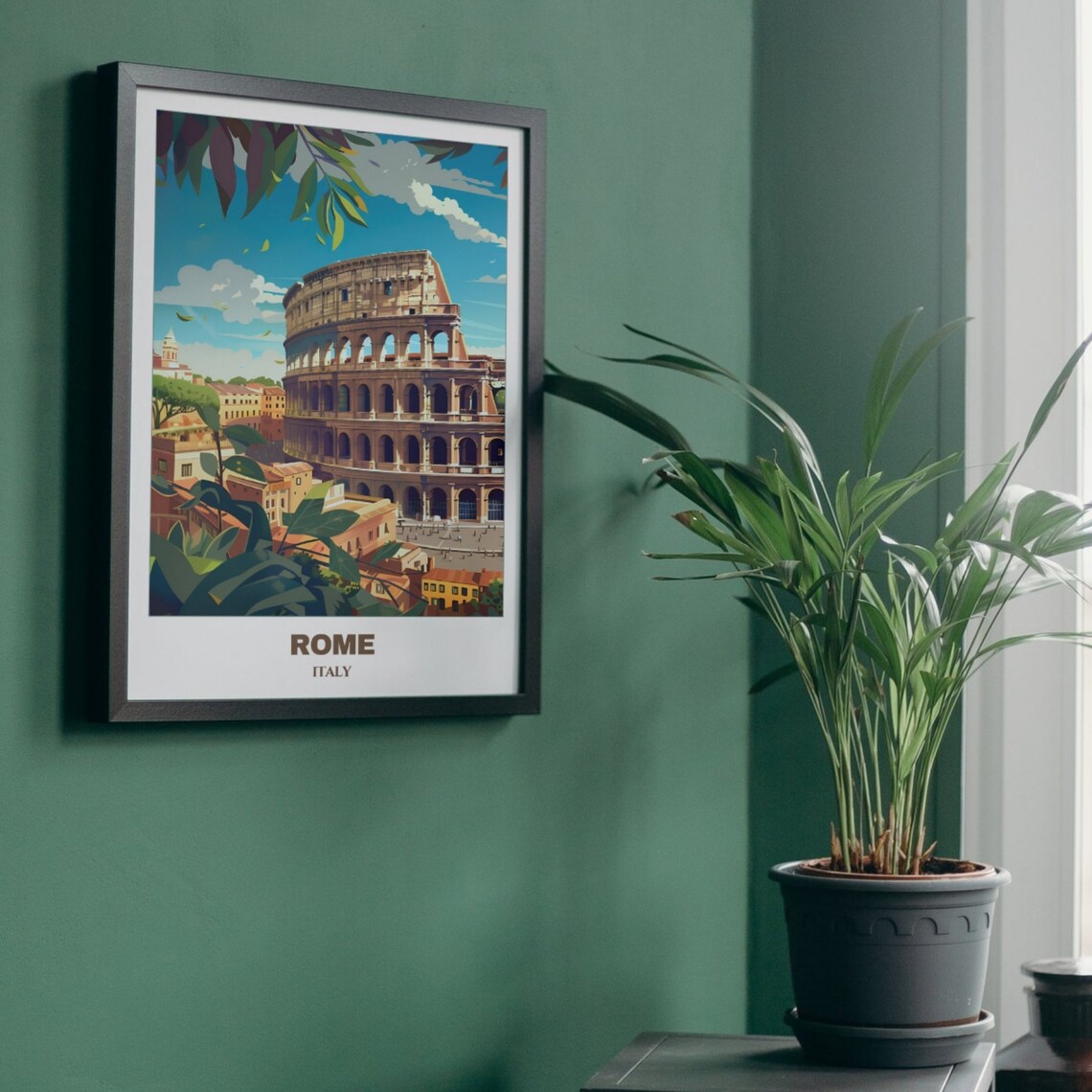 Rome Italy Colosseum Landmark Lush Green Foliage View Poster - Image 5