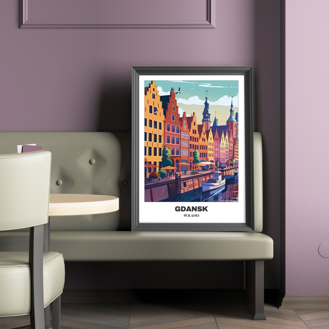 Gdansk Riverside Embankment Historic Houses Boat Summer Poster - Image 2