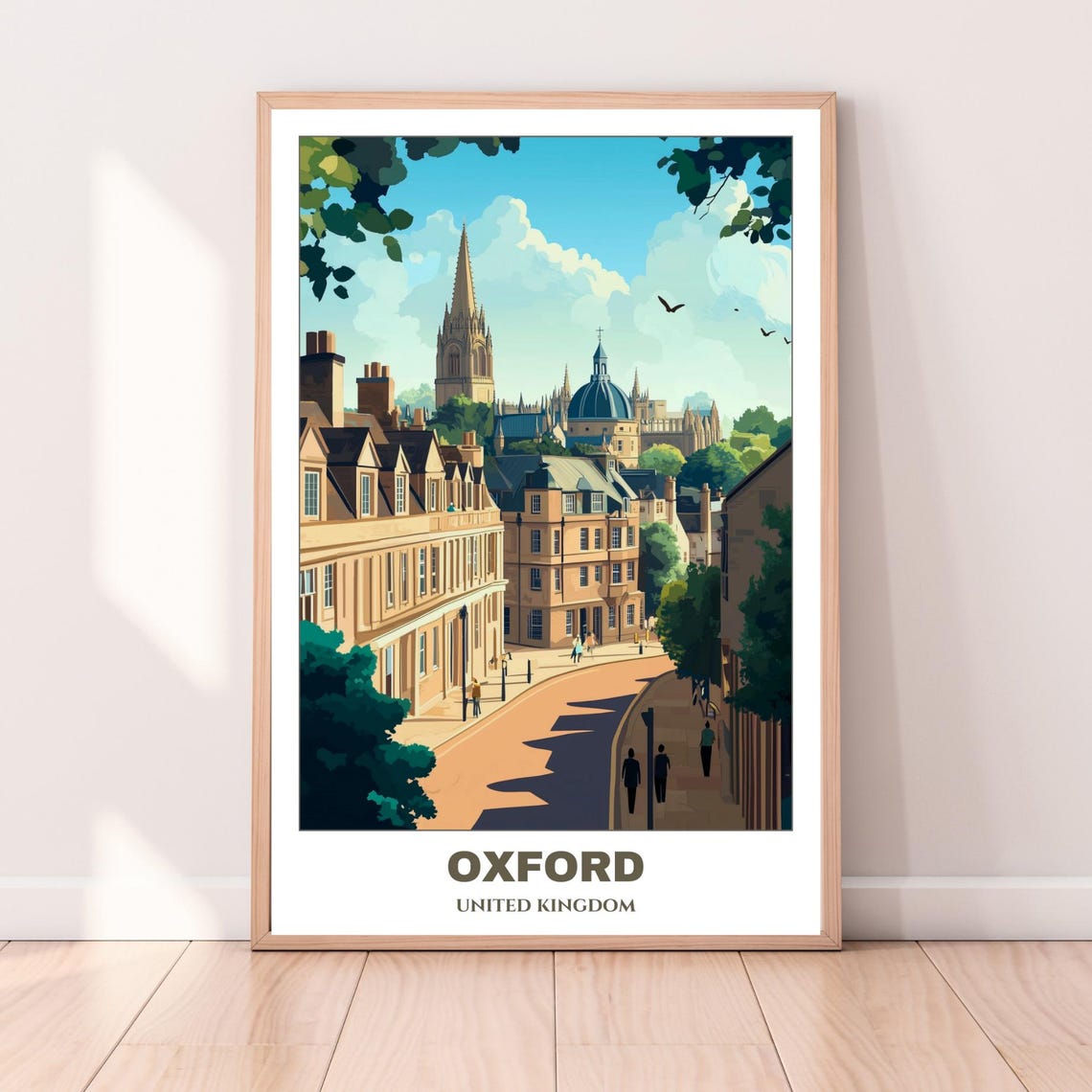 Oxford Travel Poster United Kingdom Travel Poster Citycape Painting Wall Art Oxford Home Decor Oxford Trip Print - Image 3