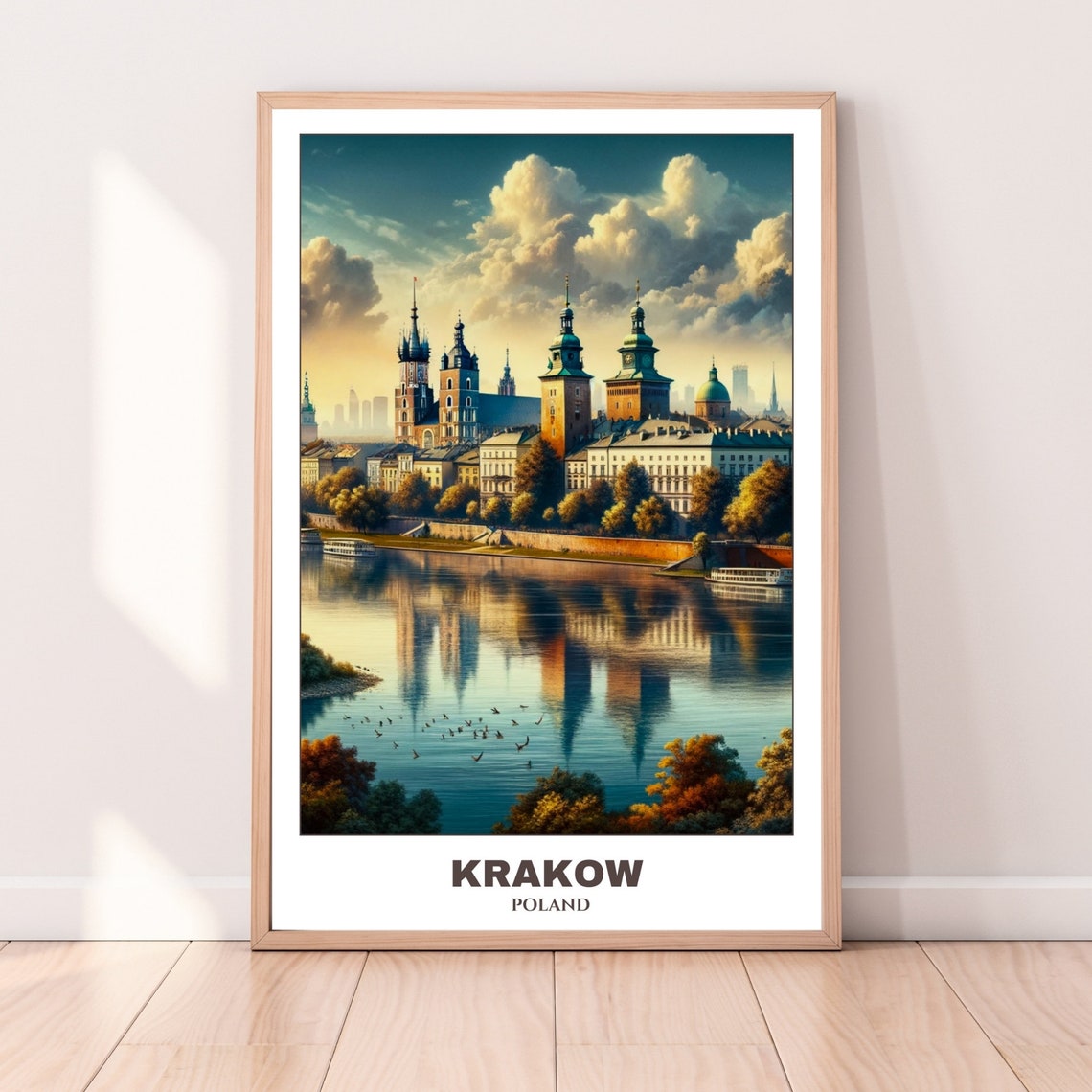 Krakow Travel Poster Poland Travel Poster Krakow Painting Cityscape Painting Wall Art Decor Poland Trip Travel Lovers Gift - Image 4