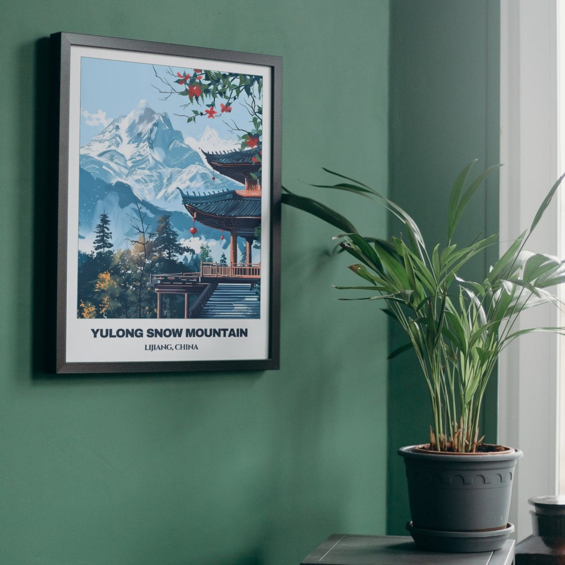 Yulong Snow Mountain Lijiang Pavilion Blossoms Lanterns Travel Poster - Image 5