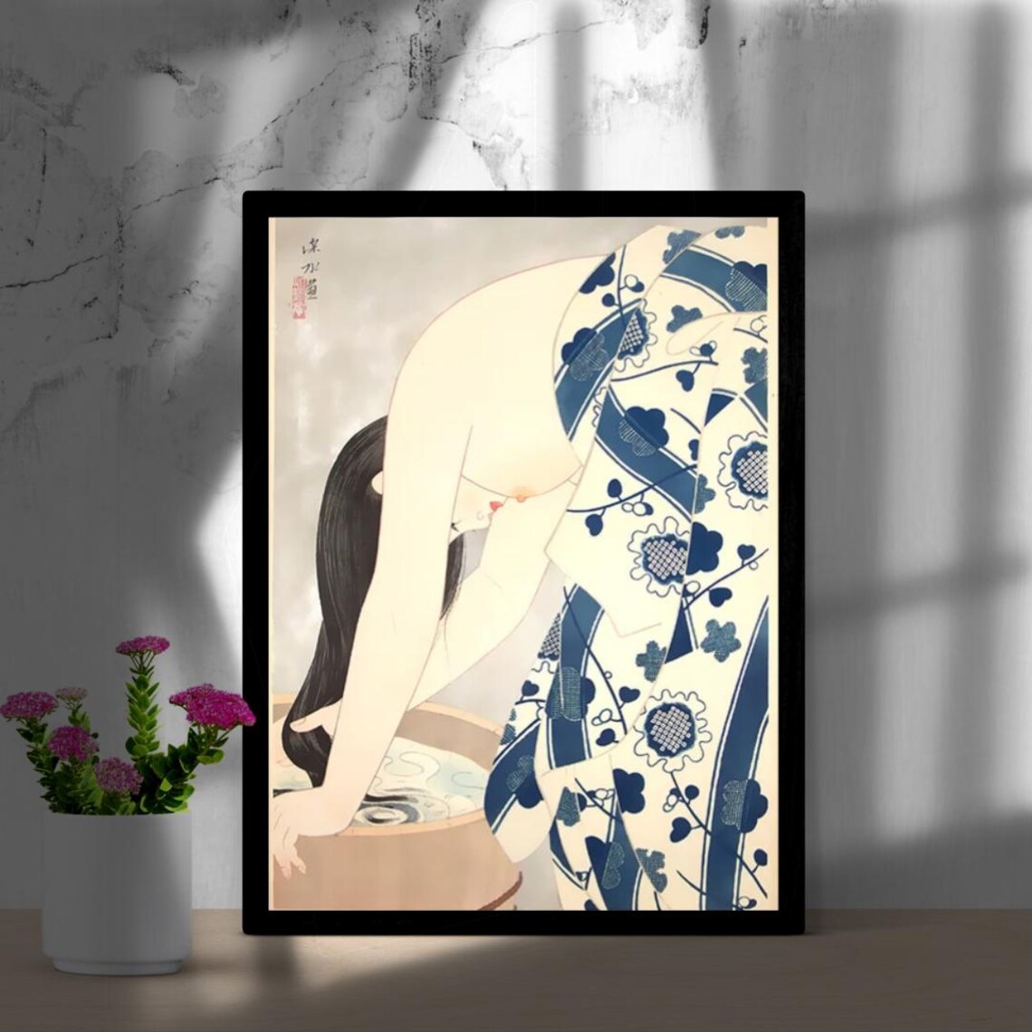 Hashiguchi Goyo Kamisuki Woman Combing Her Hair Japanese Art Poster - Image 2
