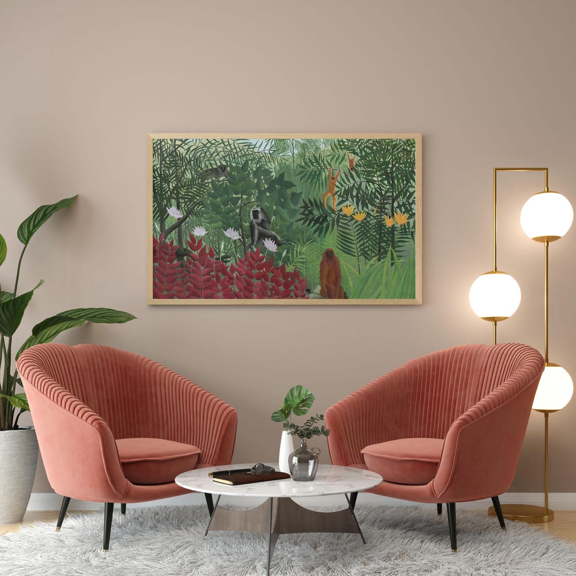 Tropical Jungle With Monkeys Henri Rousseau Style Vintage Art Print - Image 5