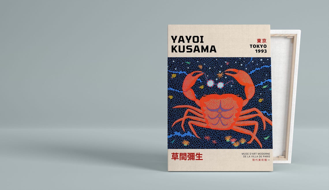 Yayoi Kusama Inspired Crab Art Framed Wall Decor - Image 3