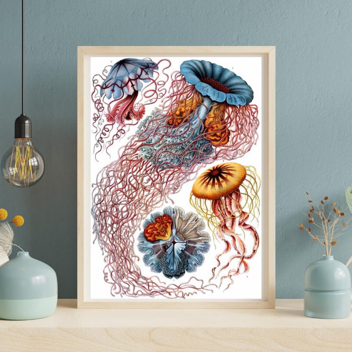 Ocean Colorful Jellyfish Wall Art Underwater Nautical Wall Art