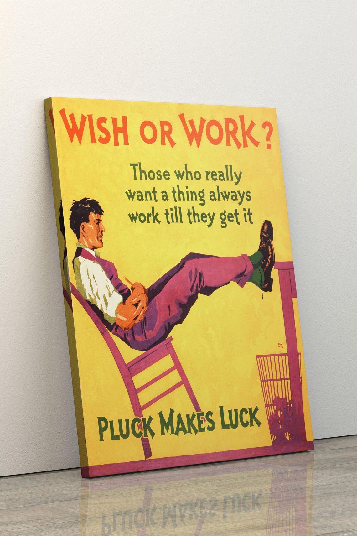 Wish or Work Pluck Makes Luck Vintage Motivational Quote Poster - Image 5