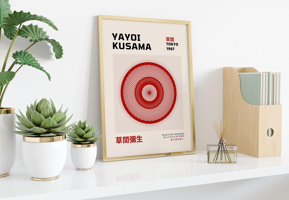 Yayoi Kusama Tokyo 1987 Red Spiral Exhibition Gallery Poster - Image 2