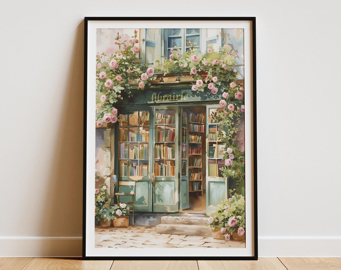 French Bookshop Vintage Travel Poster