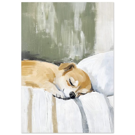 Chihuahua Wall Art Print Peaceful Poster For Home Decor Cute Dog Lover Gift Neutral Pet Artwork