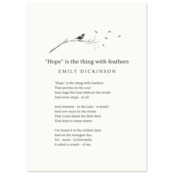 Emily Dickinson Hope Is the Thing With Feathers Poem Text Poster