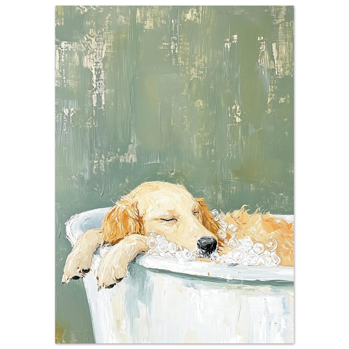 Golden Retriever Bathroom Art Print, Dog Decor