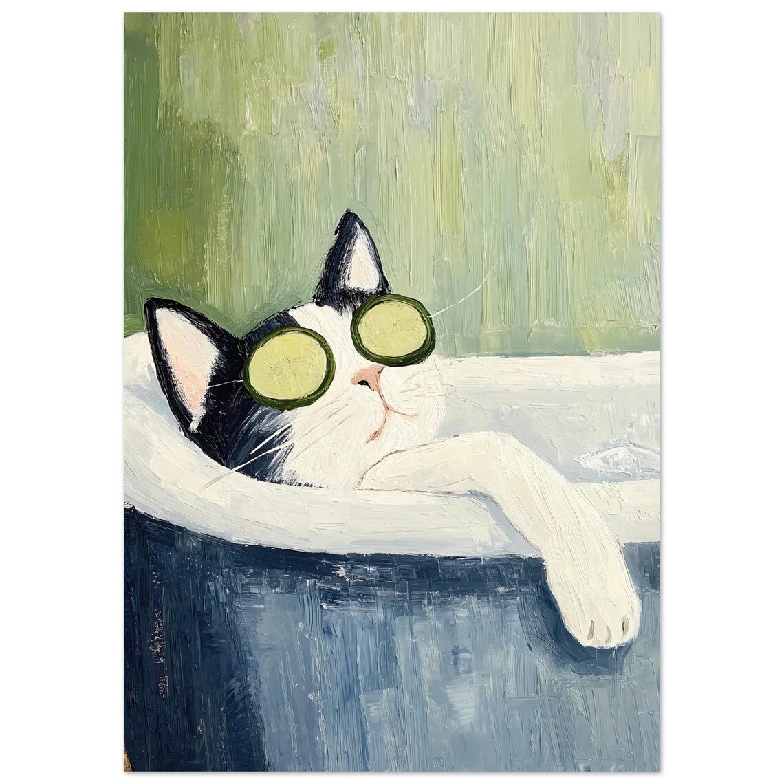 Black Cat Bathroom Print, Funny Spa Wall Art