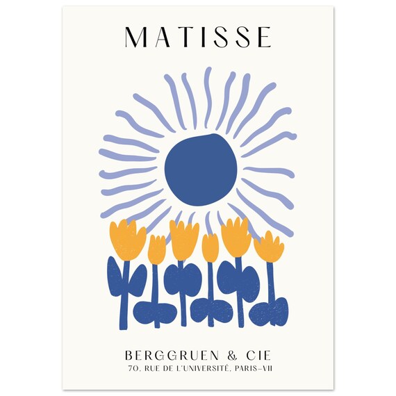 Matisse Inspired Blue Sun Orange Tulips Exhibition Poster Berggruen Paris Art