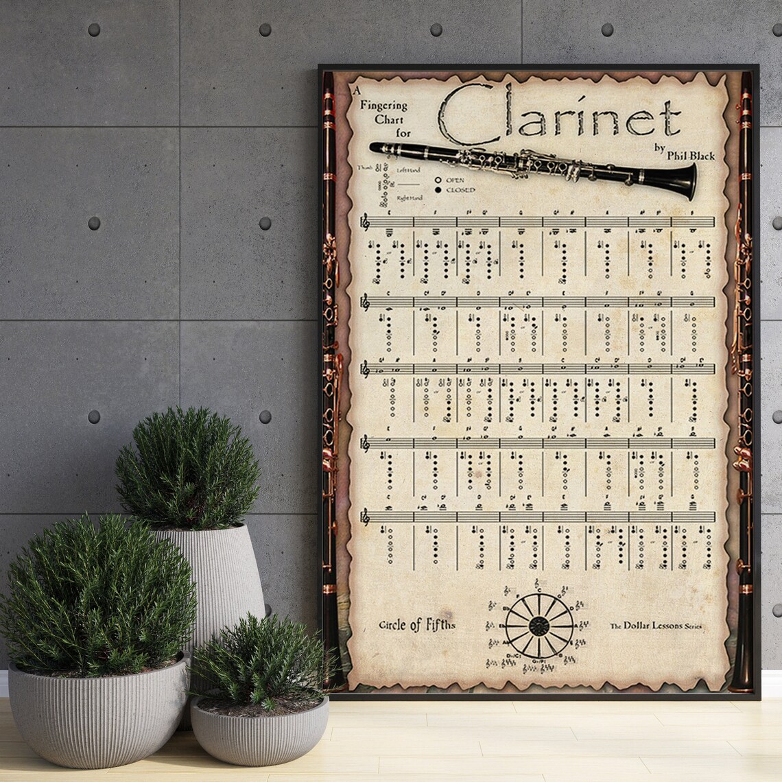 Clarinet Fingering Chart Retro Poster Art Print - Image 3