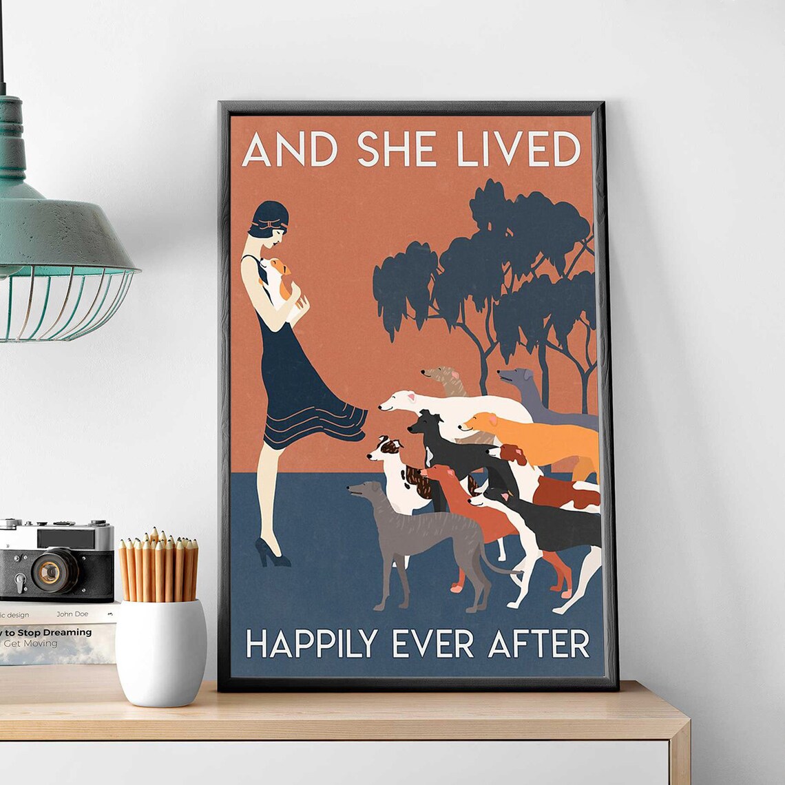 Girl And Dogs, Happily Ever After Dog Lover Art Print - Image 2