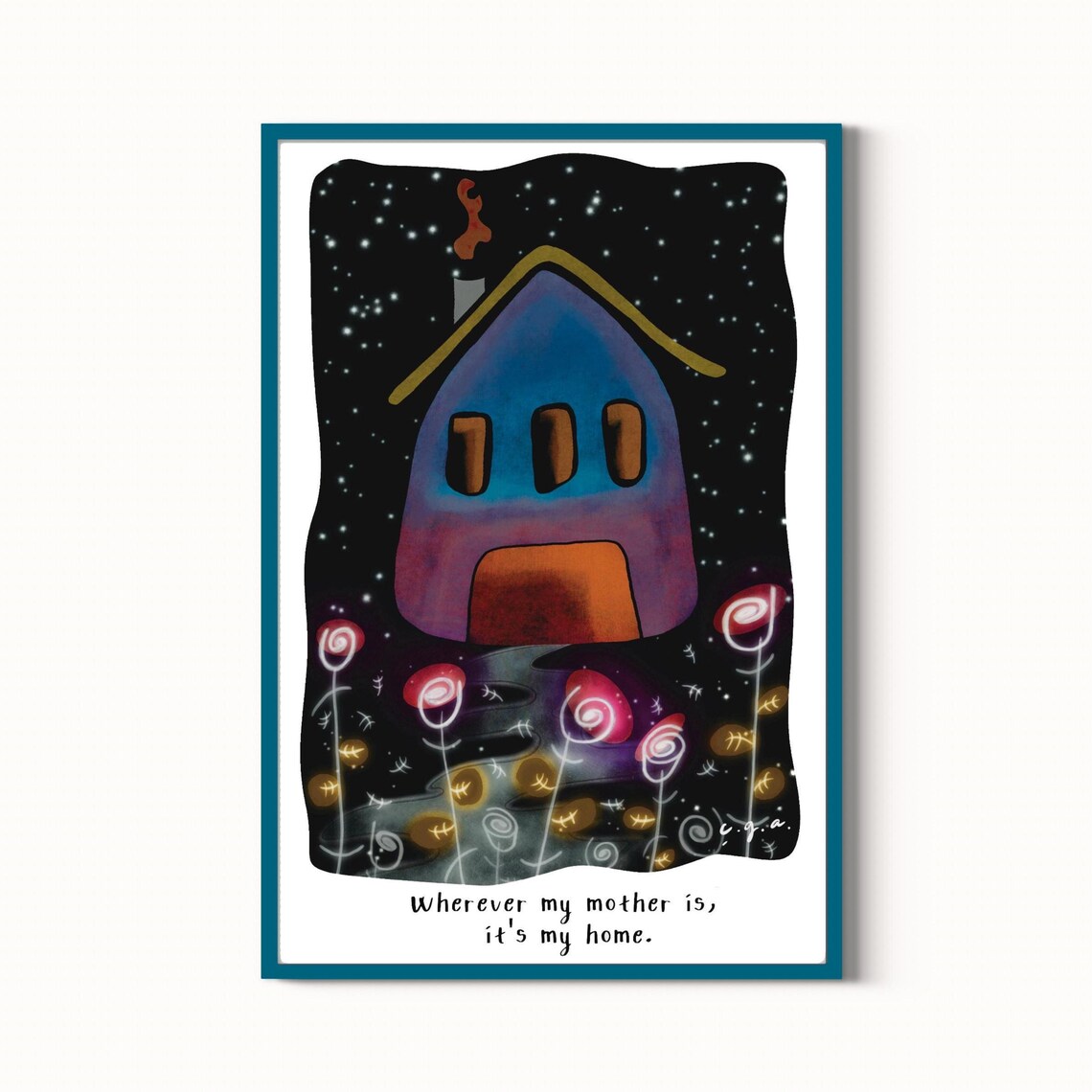 Mother's Day Gift House Illustration, Poster Print