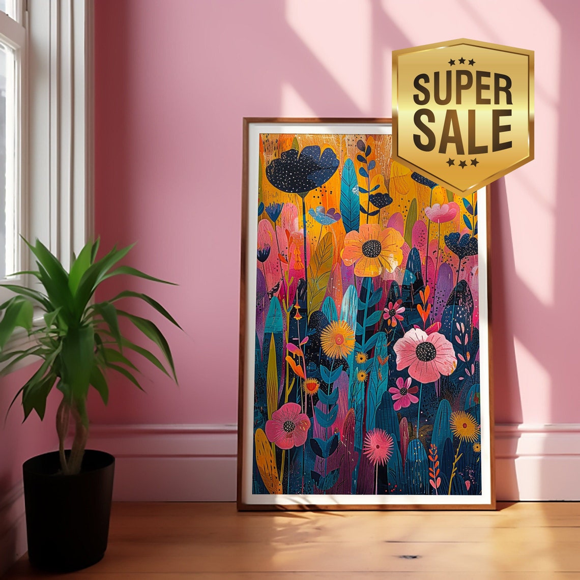 Wildflower Whimsy Maximalist Botanical Meadow Floral Wall Art - Image 2