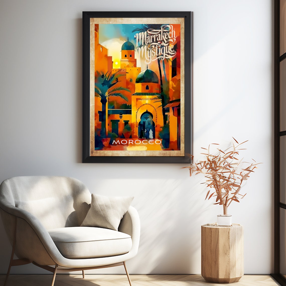 Marrakech Mystique Morocco Sunset Souk Travel Poster Artwork - Image 2