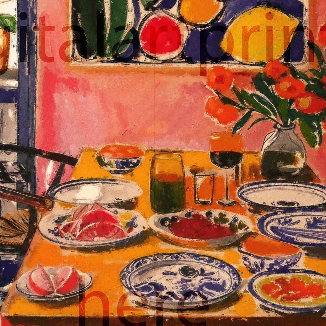 Matisse-Inspired Mediterranean Feast Still Life for the Dining Room Poster - Image 3