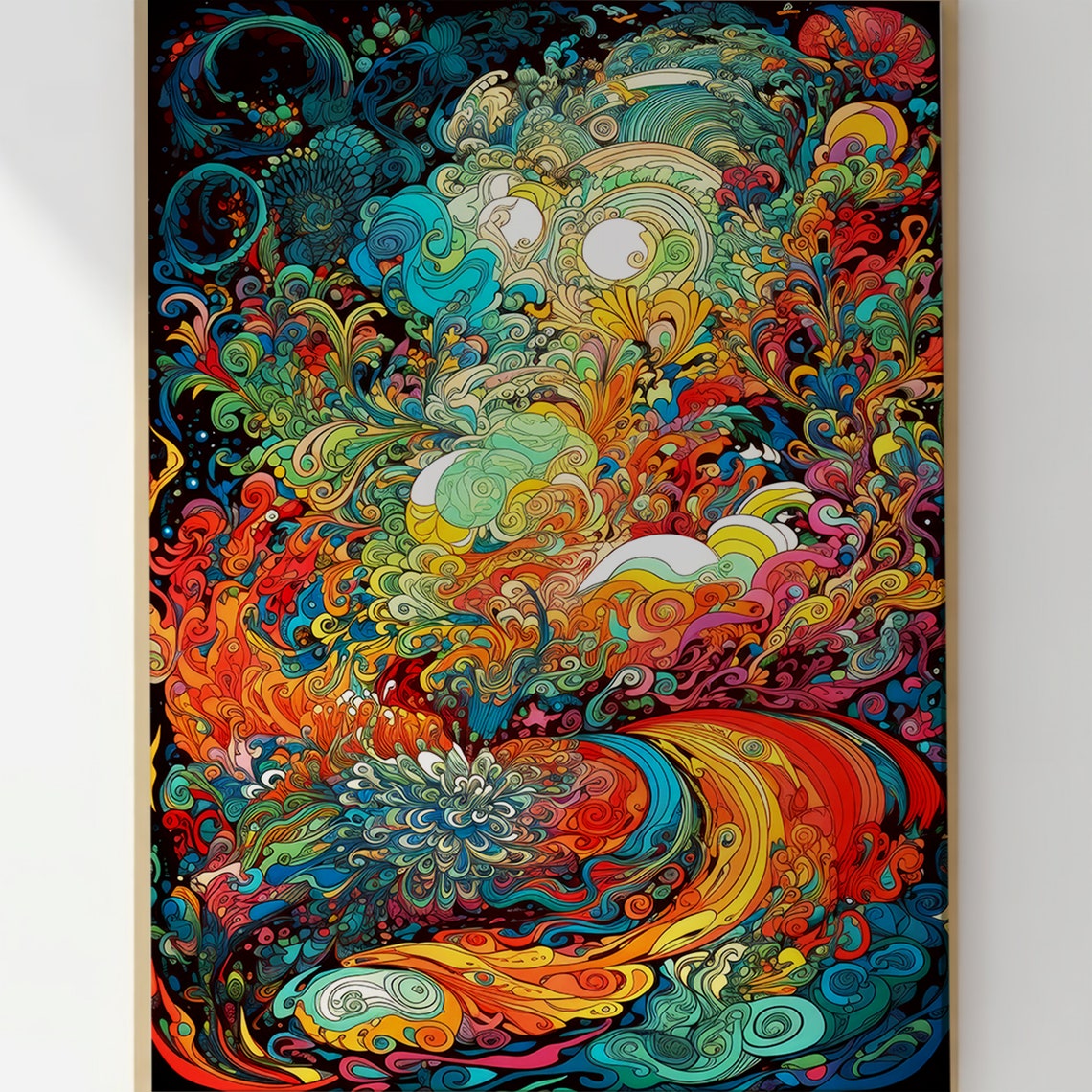 Psychedelic Rainbow Ocean Wave Trippy Abstract Fluid Art Print - Image 2