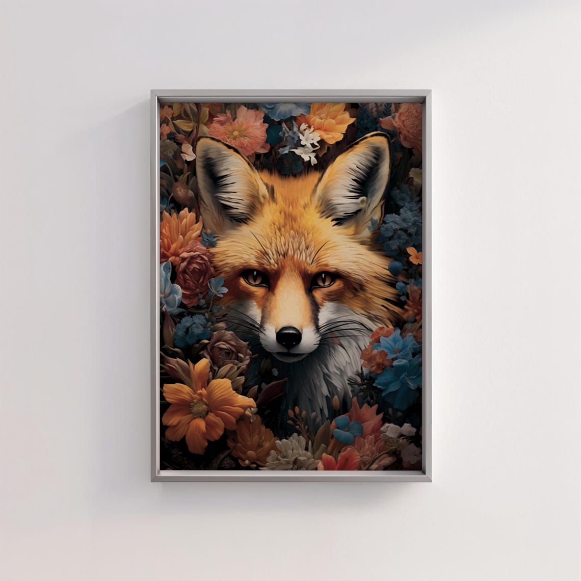 Enchanted Fox Portrait Poster with a Colorful Floral Surround - Image 3