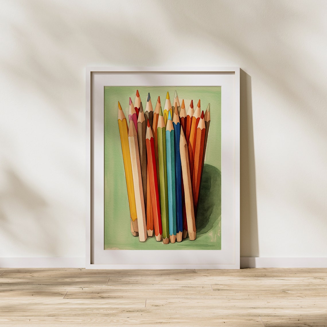 Bundle of Colored Pencils on Green Artistic School Supplies Poster - Image 2