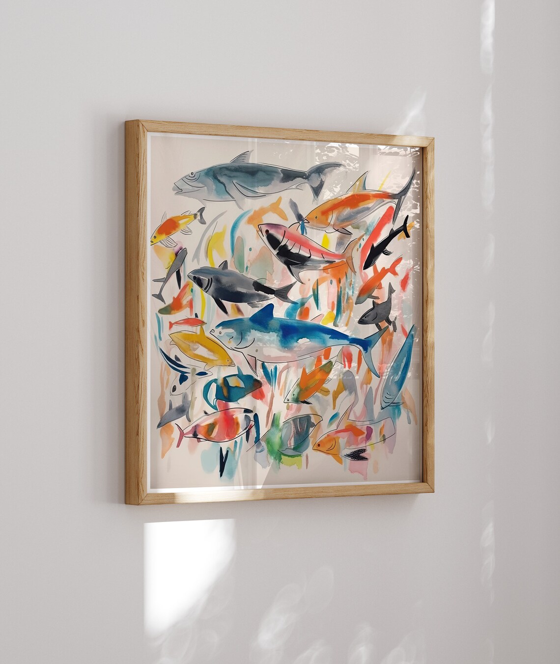 Colorful School of Tropical Fish Abstract Watercolor Ocean Poster - Image 2